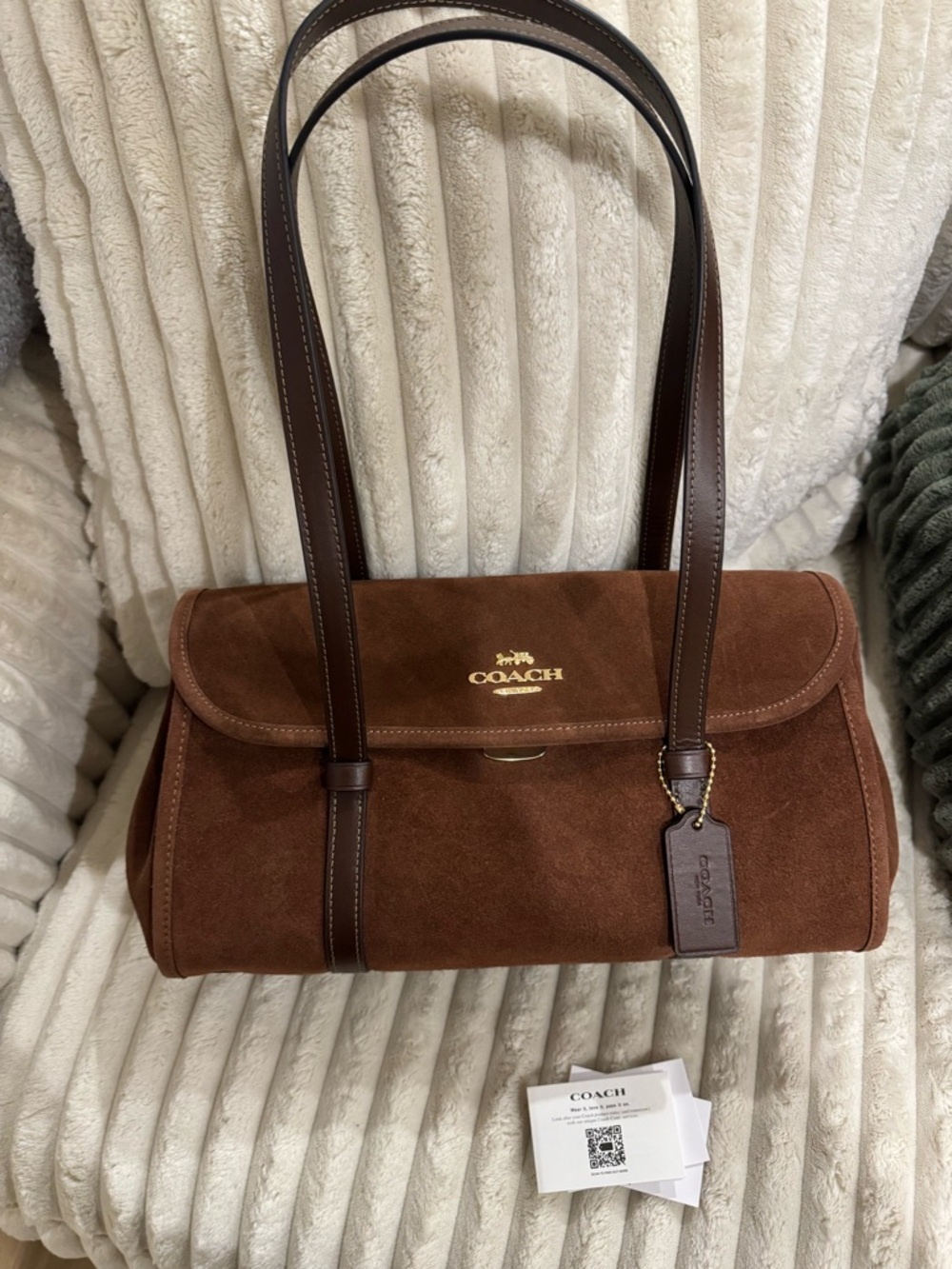 COACH NWT Bridget Flap Shoulder Bag in Brown Suede
